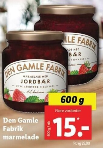 Lidl Den Gamle Fabrik Marmelade 600g tilbud