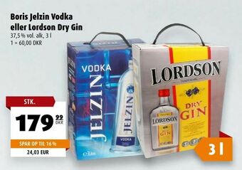 Scandinavian Park Boris Jelzin Vodka eller Lordson Dry Gin tilbud