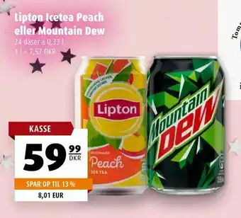 Lipton Icetea Peach eller Mountain Dew