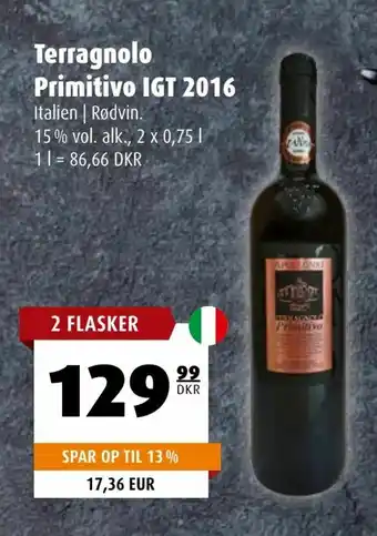 Scandinavian Park Terragnolo Primitivo IGT 2016 tilbud