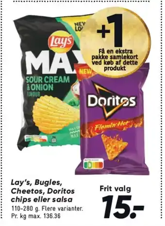 Bilka Lay's, Bugles, Cheetos, Doritos chips eller salsa tilbud