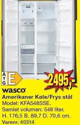 Harald Nyborg wasco Amerikaner Køle/frys stål tilbud