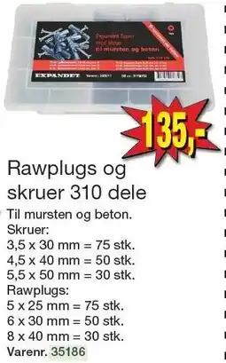 Harald Nyborg Rawplugs og skruer 310 dele tilbud