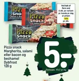 REMA 1000 Pizza snack Margherita, salami eller bacon og bechamel tilbud