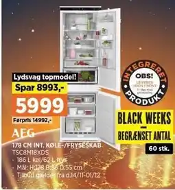 Power 178 CM INT. KØLE-/FRYSESKAB tilbud