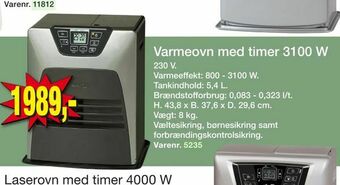 Harald Nyborg Varmeovn med timer 3100 W tilbud