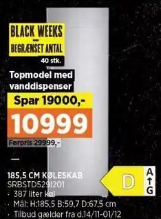 Power 185,5 CM KØLESKAB tilbud