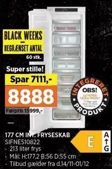 Power 177 CM INT. FRYSESKAB tilbud