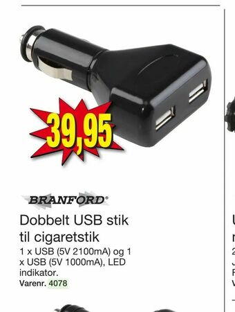 Harald Nyborg Dobbelt USB stik til cigaretstik tilbud