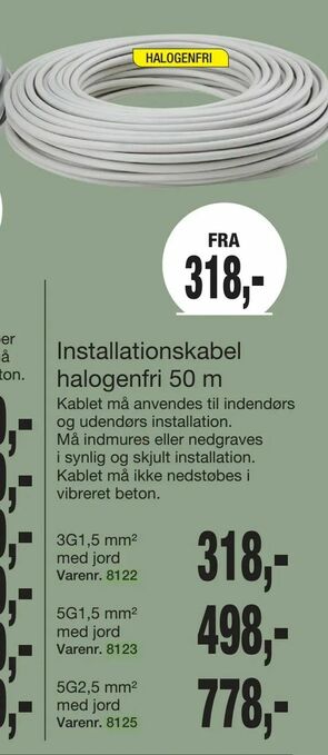 Harald Nyborg Installationskabel halogenfri 50 m tilbud