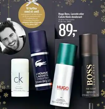 Føtex Hugo Boss, Lacoste eller Calvin Klein deodorant tilbud