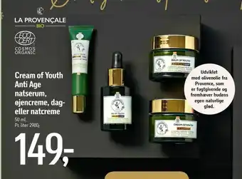 Føtex Cream of Youth Anti Age natserum, øjencreme, dag eller natcreme tilbud