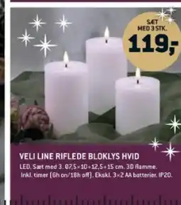 XL-BYG Veli line riflede bloklys hvid tilbud