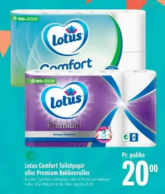 Min Købmand Lotus Comfort Toiletpapir eller Premium Køkkenruller tilbud