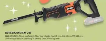 XL-BYG WORX Bajonetsav 20V tilbud