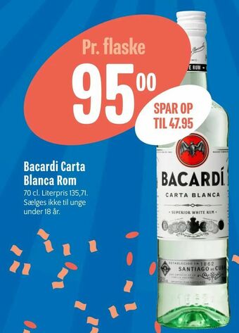 Min Købmand Bacardi Carta Blanca Rom tilbud