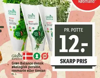 SPAR Grøn Balance dansk økologisk persille, rosmarin eller timian tilbud