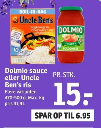 SPAR Dolmio sauce eller Uncle Ben's ris tilbud