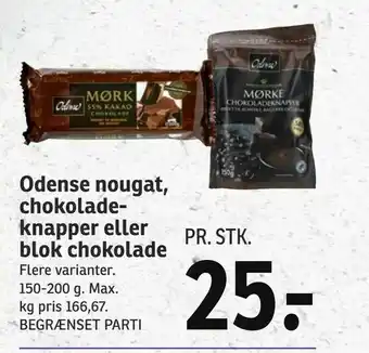 SPAR Odense nougat, chokolade knapper eller blok chokolade tilbud