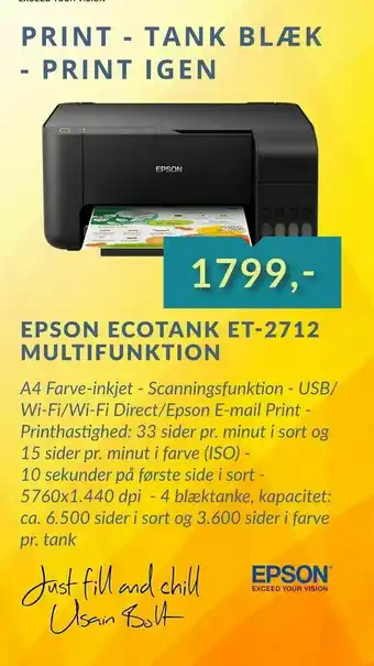 Tjdata Epson ecotank et-2712 multifunktion tilbud
