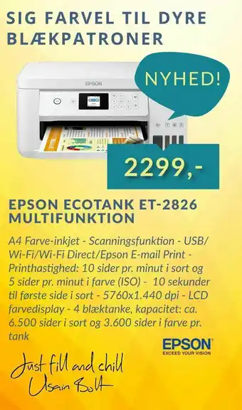 EDB Center Epson ecotank et-2826 multifunktion tilbud