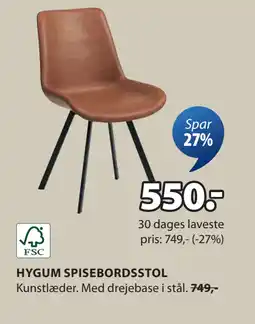 JYSK HYGUM SPISEBORDSSTOL tilbud