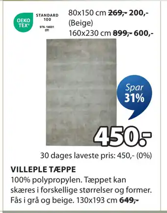 JYSK VILLEPLE TÆPPE tilbud