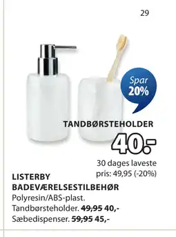 JYSK LISTERBY BADEVÆRELSESTILBEHØR tilbud