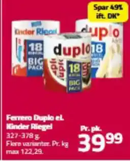 Fleggaard Ferrero Duplo el Kinder Riegel tilbud