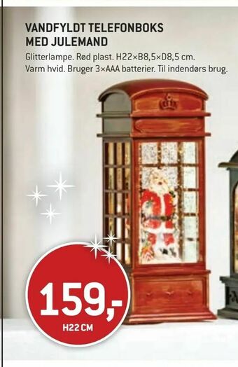 Vandfyldt telefonboks med julemand