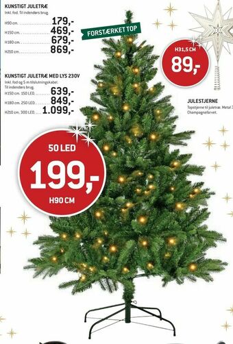 Kunstigt juletræ med lys 230v