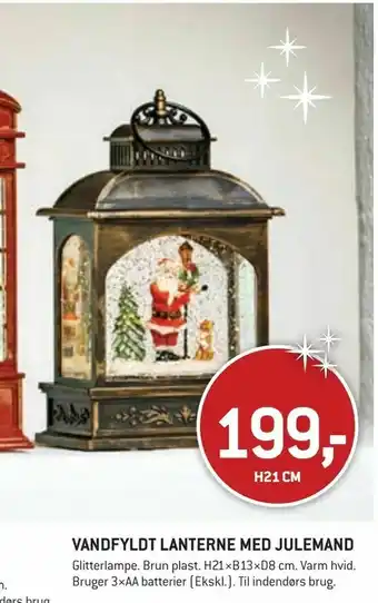 XL-BYG Vandfyldt lanterne med julemand tilbud