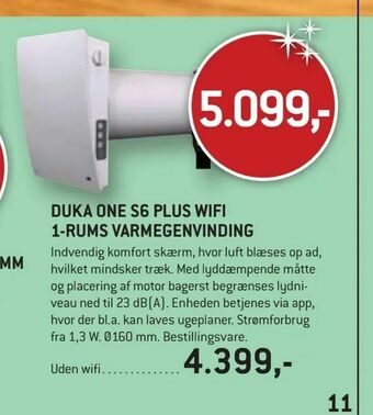 XL-BYG Duka one s6 plus wifi 1-rums varmegenvinding tilbud