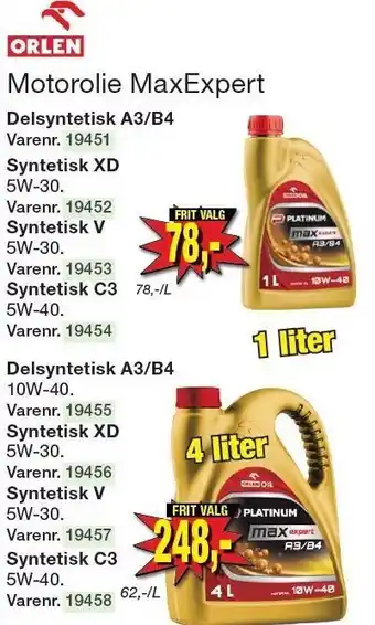 Harald Nyborg Orlen Motorolie MaxExpert tilbud