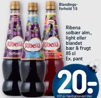 REMA 1000 Ribena solbær alm., light eller blandet bær & frugt tilbud