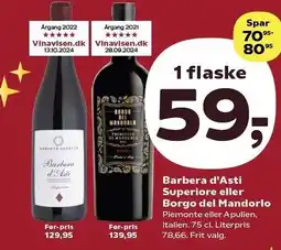 Kvickly Barbera d'Asti Superiore eller Borgo del Mandorlo tilbud