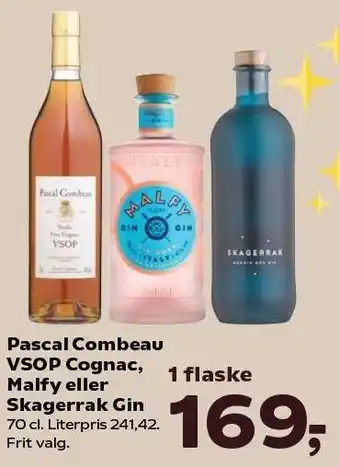 Kvickly Pascal Combeau VSOP Cognac, Malfy eller Skagerrak Gin tilbud