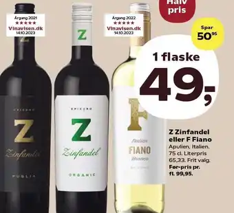 SuperBrugsen Z Zinfandel eller F Fiano tilbud