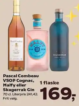 SuperBrugsen Pascal Combeau VSOP Cognac, Malfy eller Skagerrak Gin tilbud