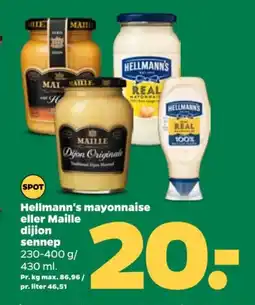 Netto HELLMANN'S mayonnaise eller Maille dijion sennep tilbud