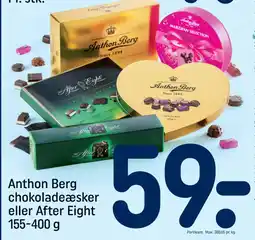 REMA 1000 ANTHON BERG chokoladeæsker eller After Eight tilbud