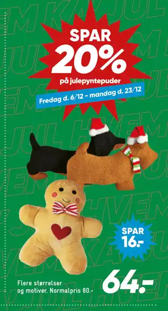 Bilka Spar 20% på julepyntepuder tilbud