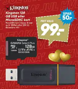 Bilka Kingston 128 GB USB eller MicroSDHC kort tilbud