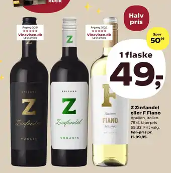 Kvickly Z Zinfandel eller F Fiano tilbud