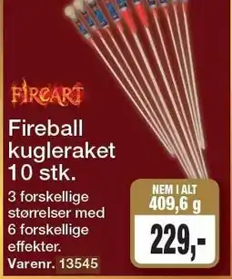 Harald Nyborg Fireball kugleraket 10 stk tilbud