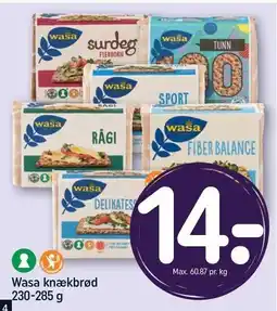 REMA 1000 Wasa knækbrød 230-285 g tilbud