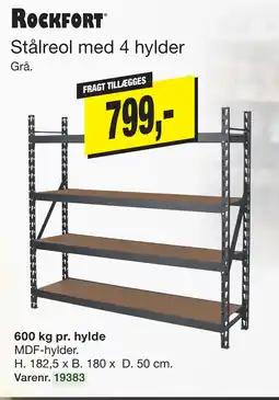 Stålreol med 4 hylder