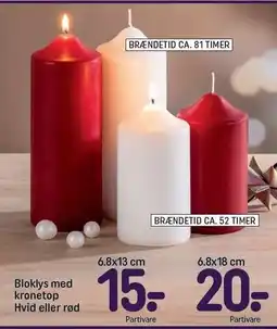 REMA 1000 Bloklys med kronetop hvid eller rød tilbud