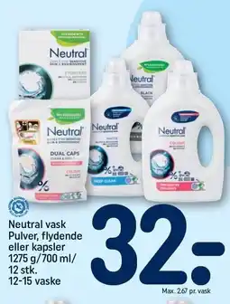 REMA 1000 Neutral vask pulver, flydende eller kapsler tilbud