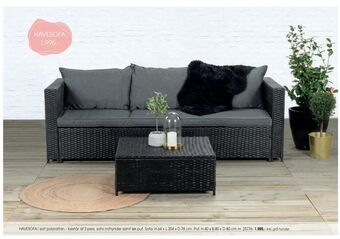 Daells Bolighus HAVESOFA i sort polyrattan - består af 3 pers tilbud